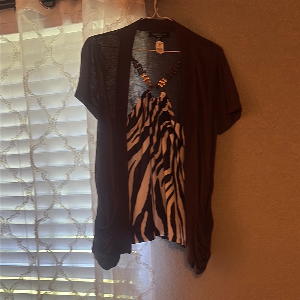 August Silk Brown and Black Zebra Print Blouse